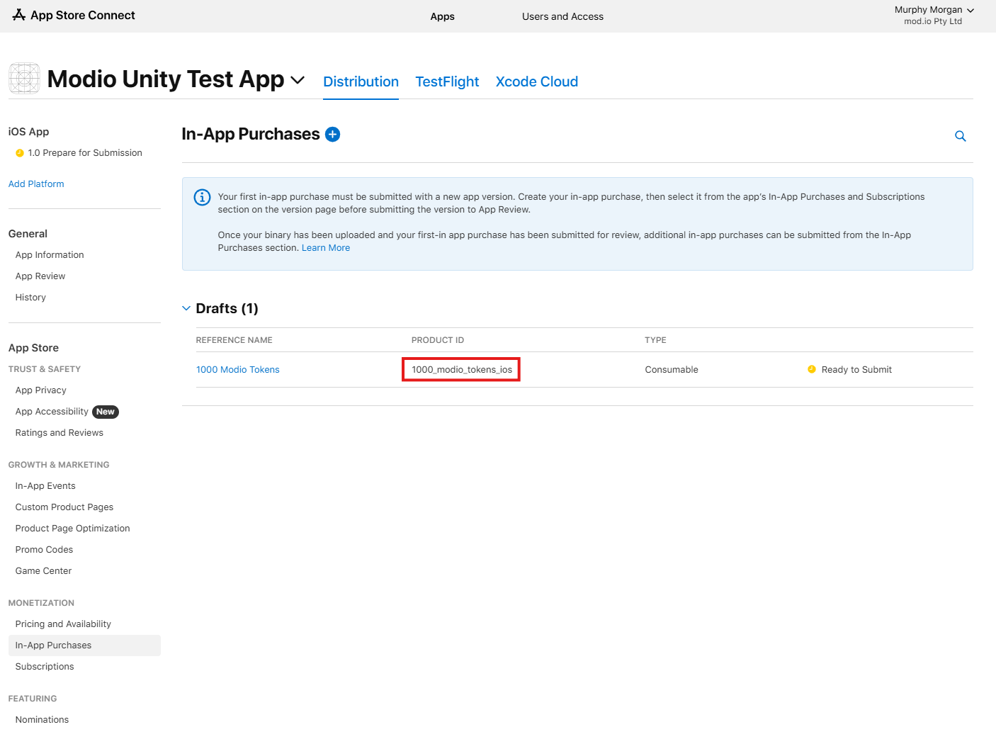 Apple IAP Product ID