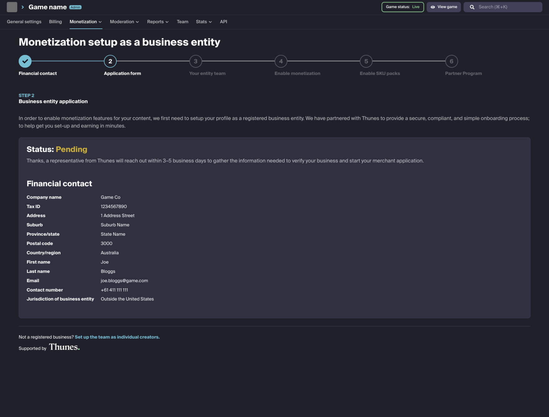 Application Form for mod.io