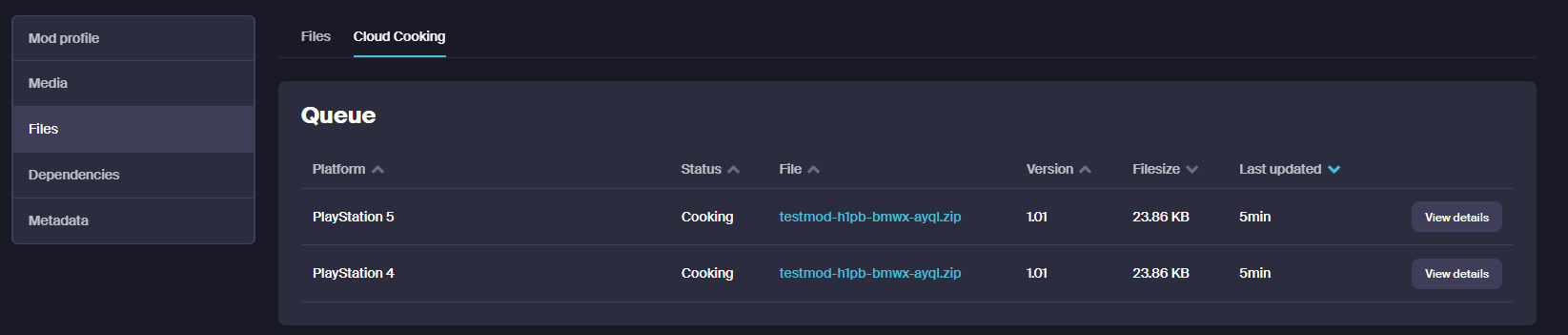 Cloud Cooking Status