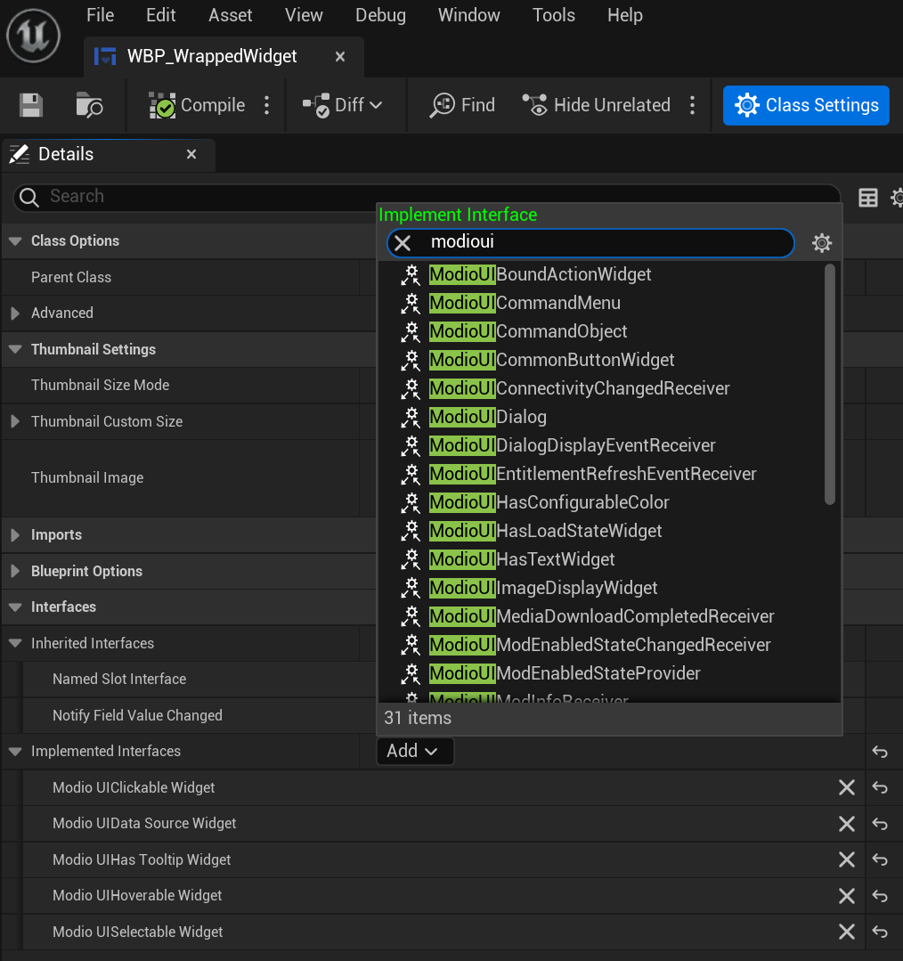 Adding interfaces to a Widget Blueprint