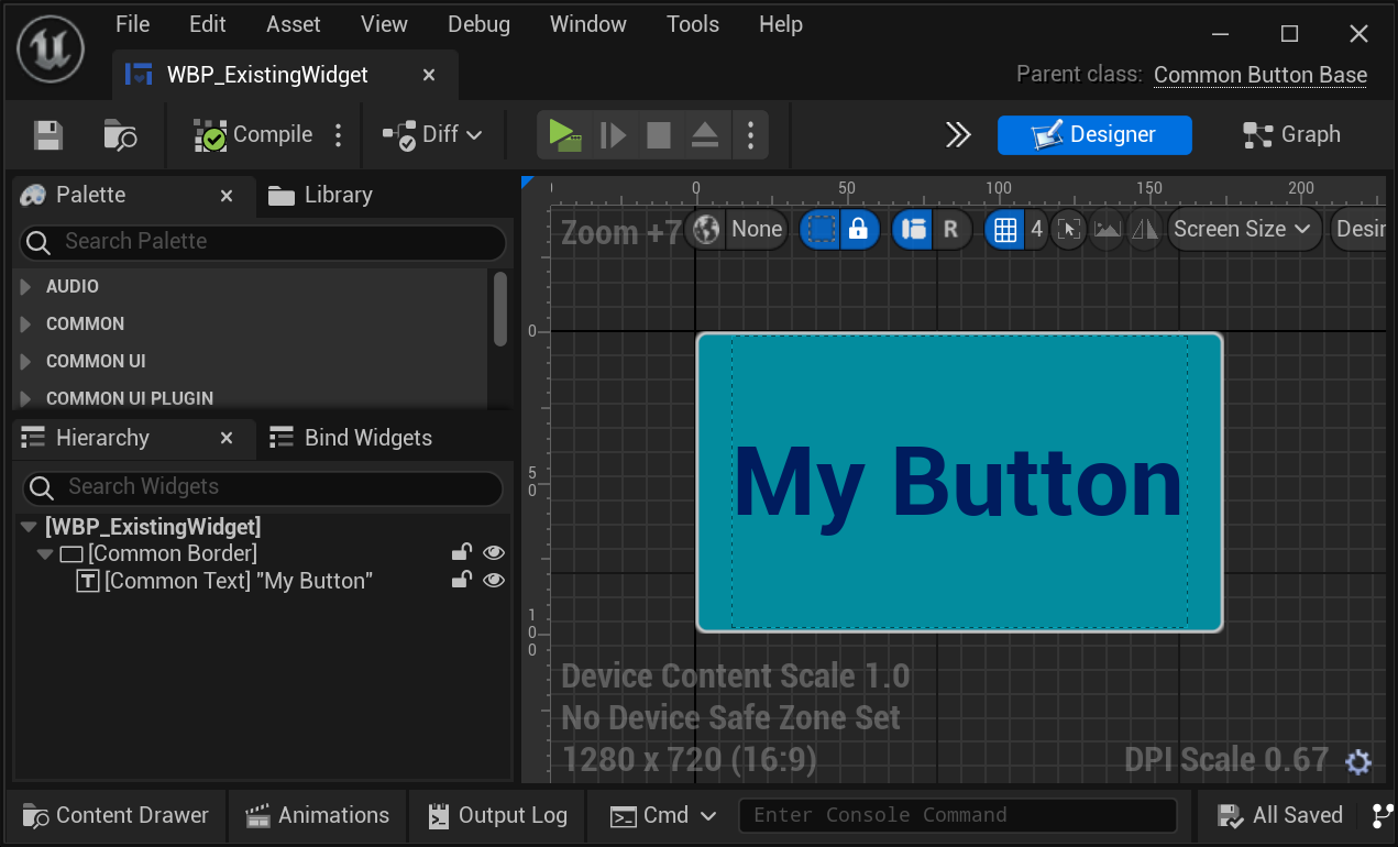 Widget Blueprint of simple button