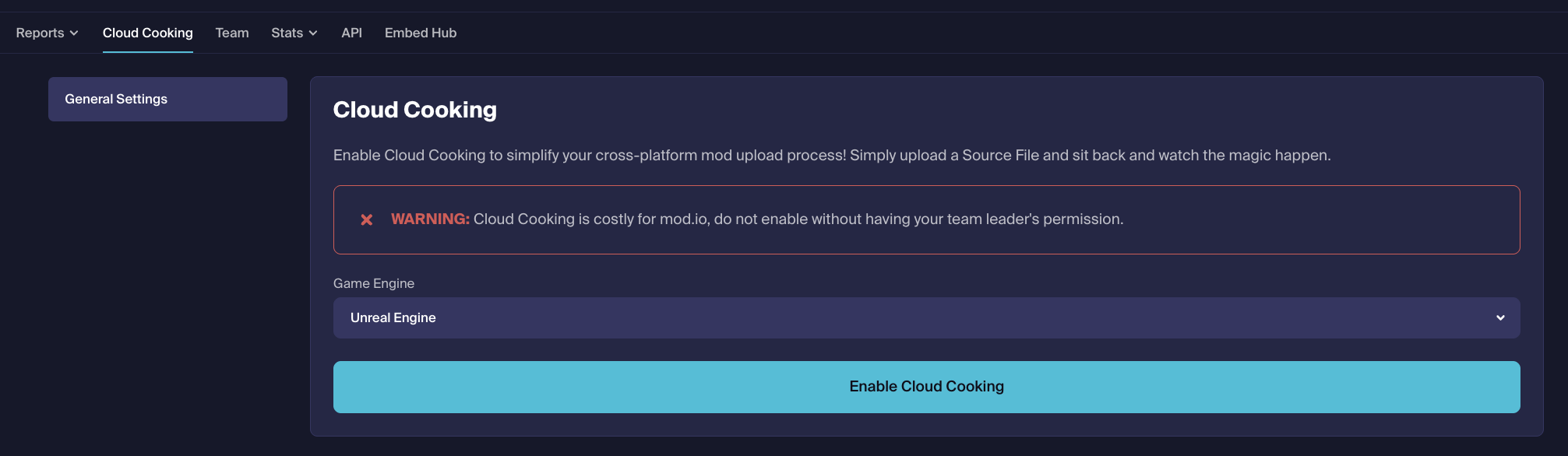 Image of the Cloud Cooking onboarding page