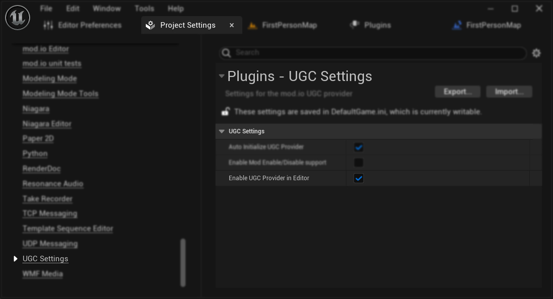 Enabling UGC Provider in Editor