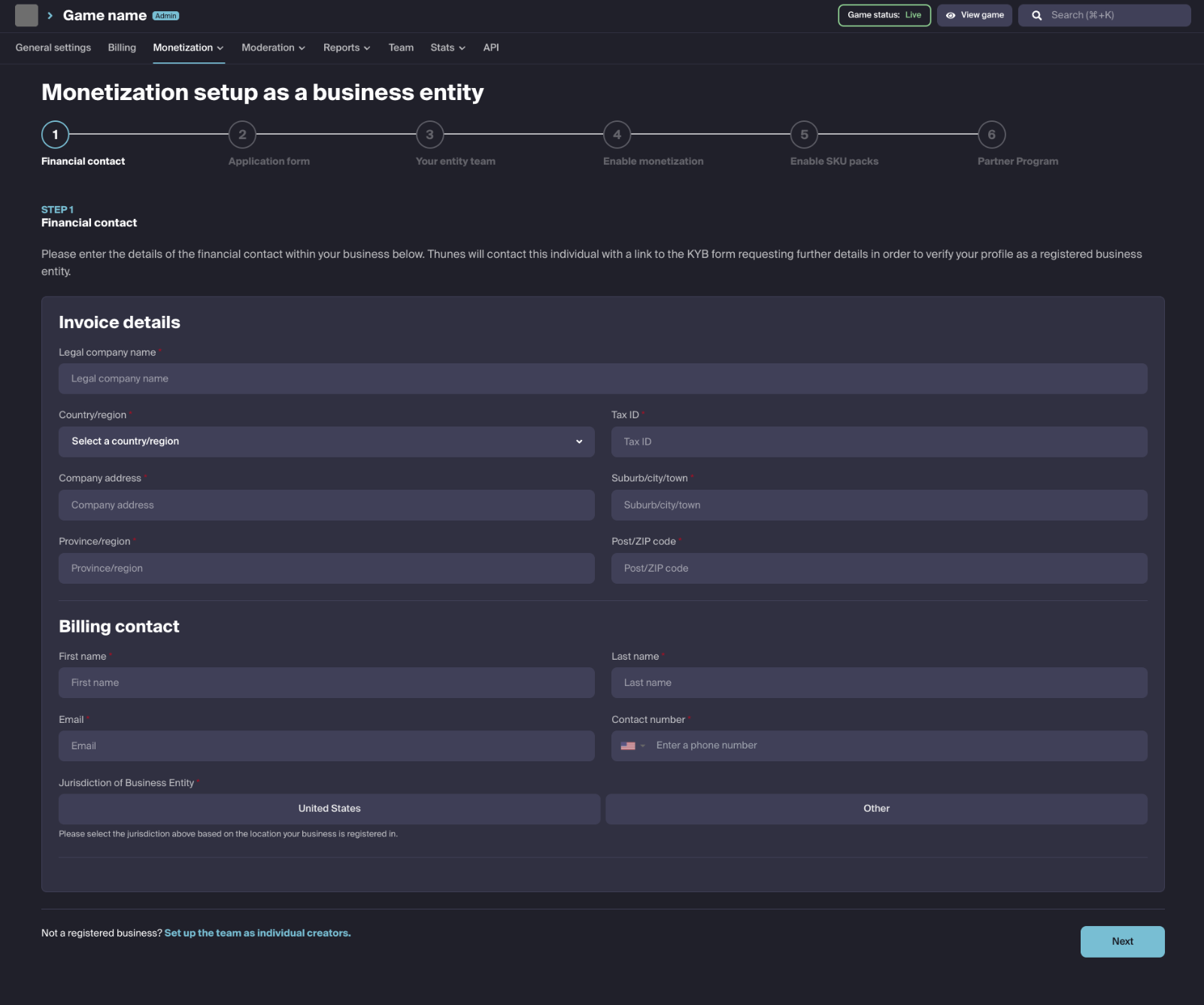 Entity Onboard mod.io Flow
