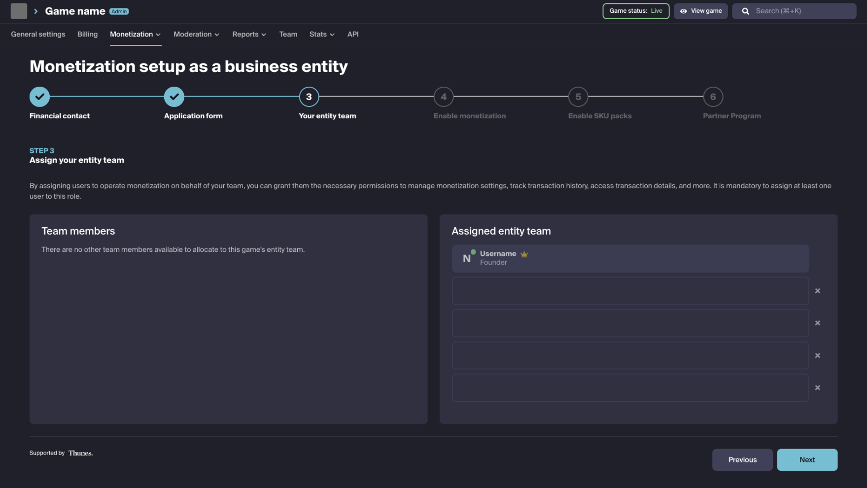 Entity Team Setup Flow