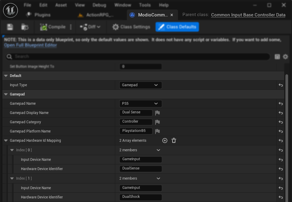 Game Input Controller Data
