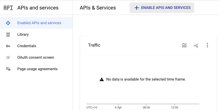 Google Cloud project enable APIs &amp; Services