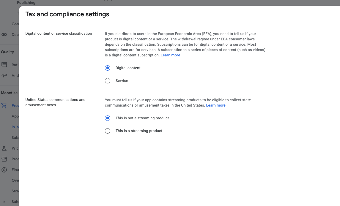 Create new in-app product