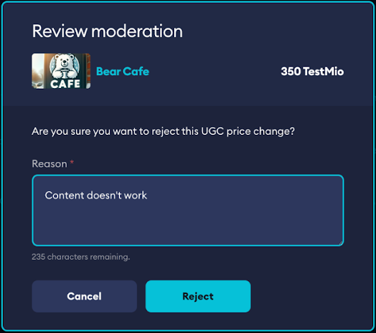 Mod Moderation Reject/Approved Flow