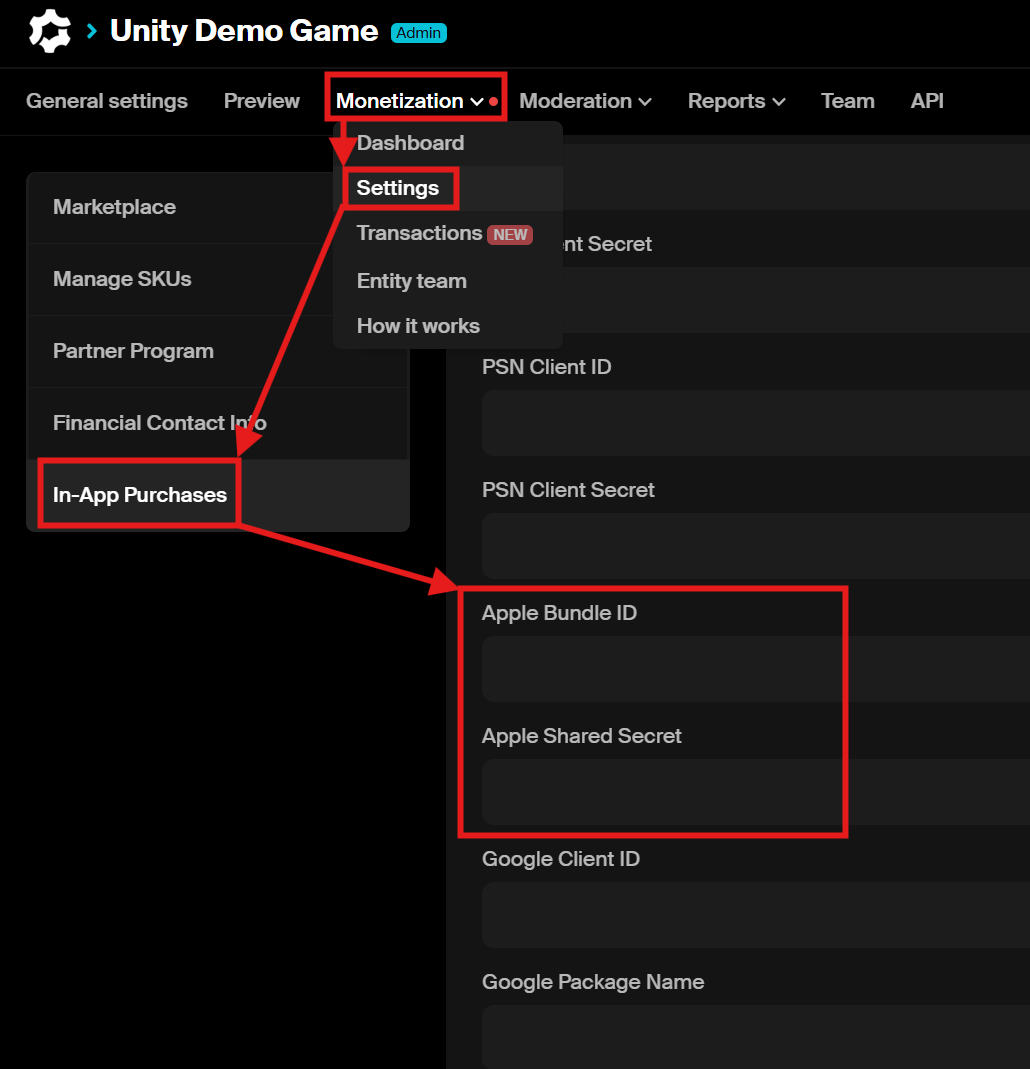 mod.io IAP Settings