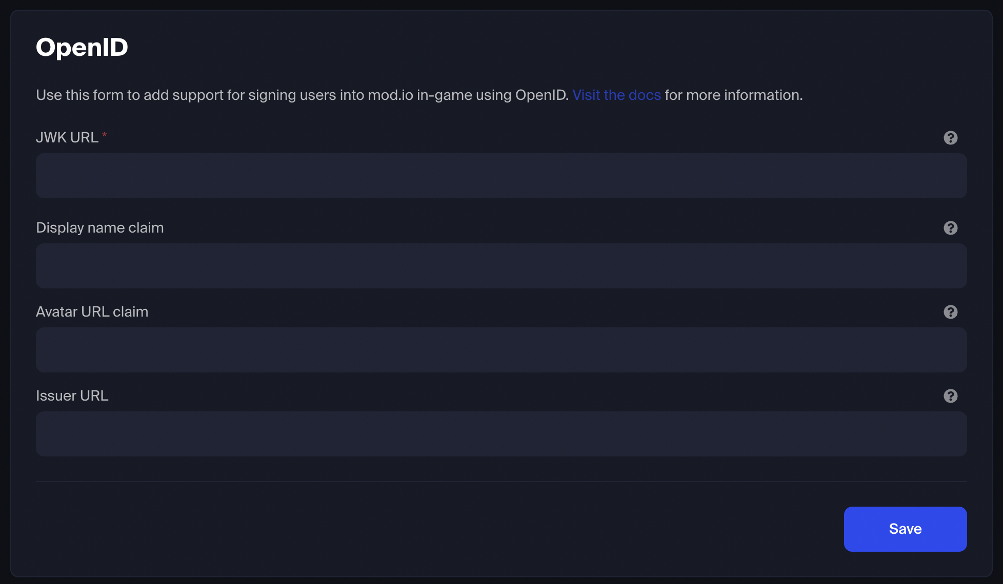 OpenID setup