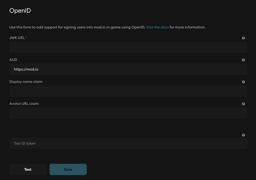 OpenID setup