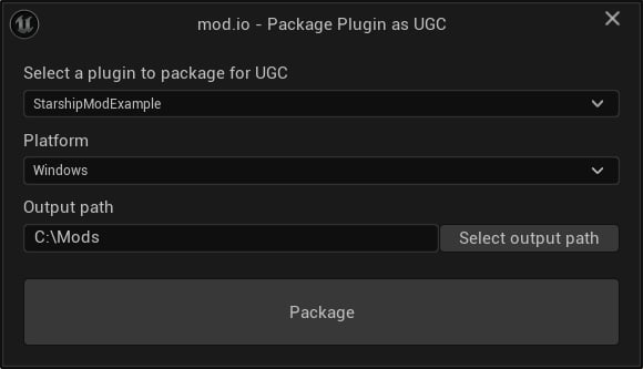 Packaging a UGC details