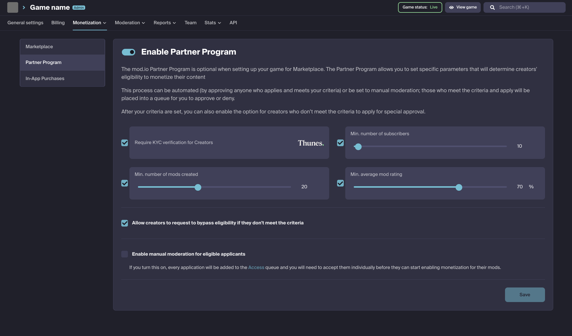 Partner Program Setup