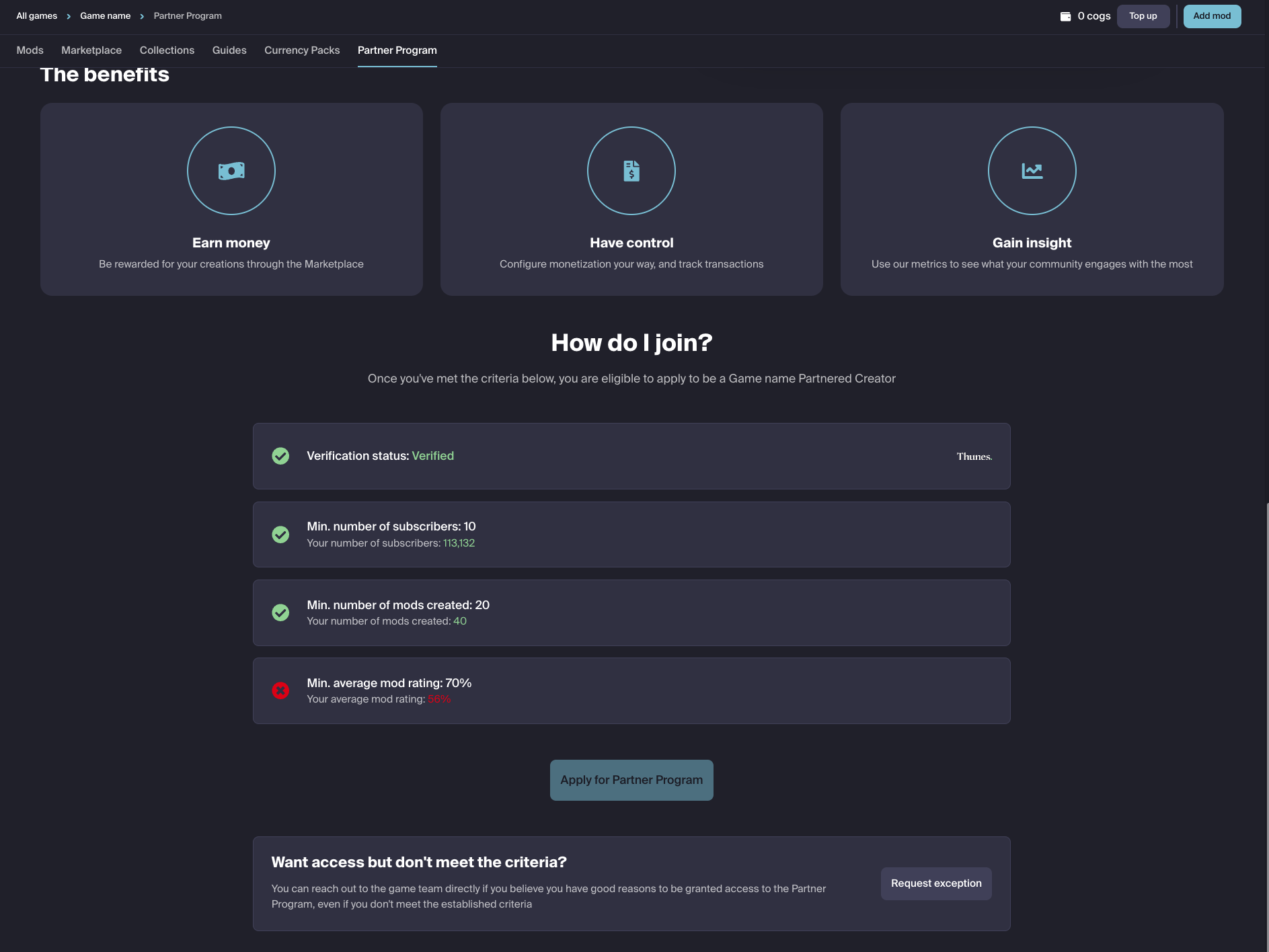 Partner Program Requirements Page