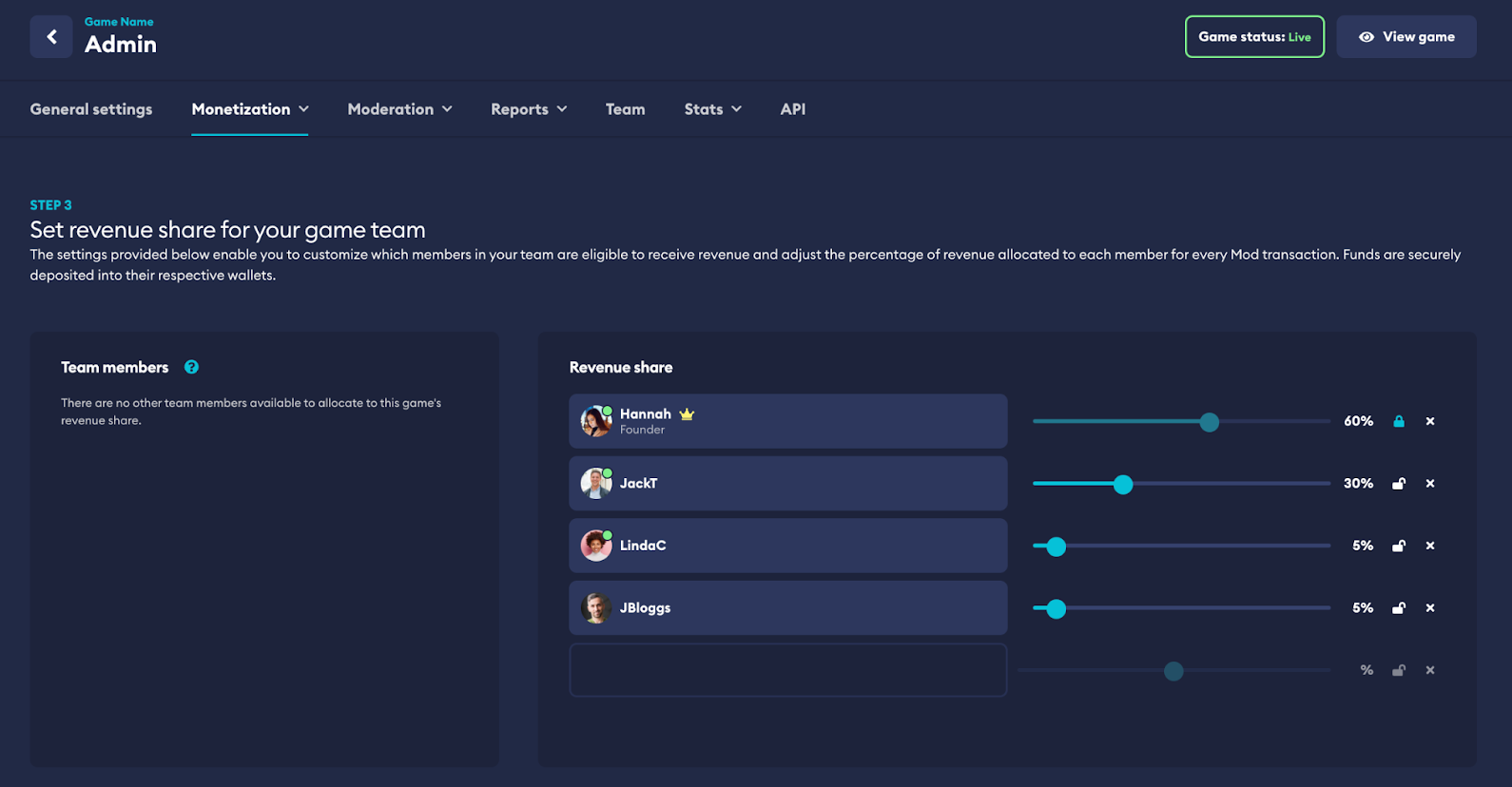 Team Revenue Share Flow