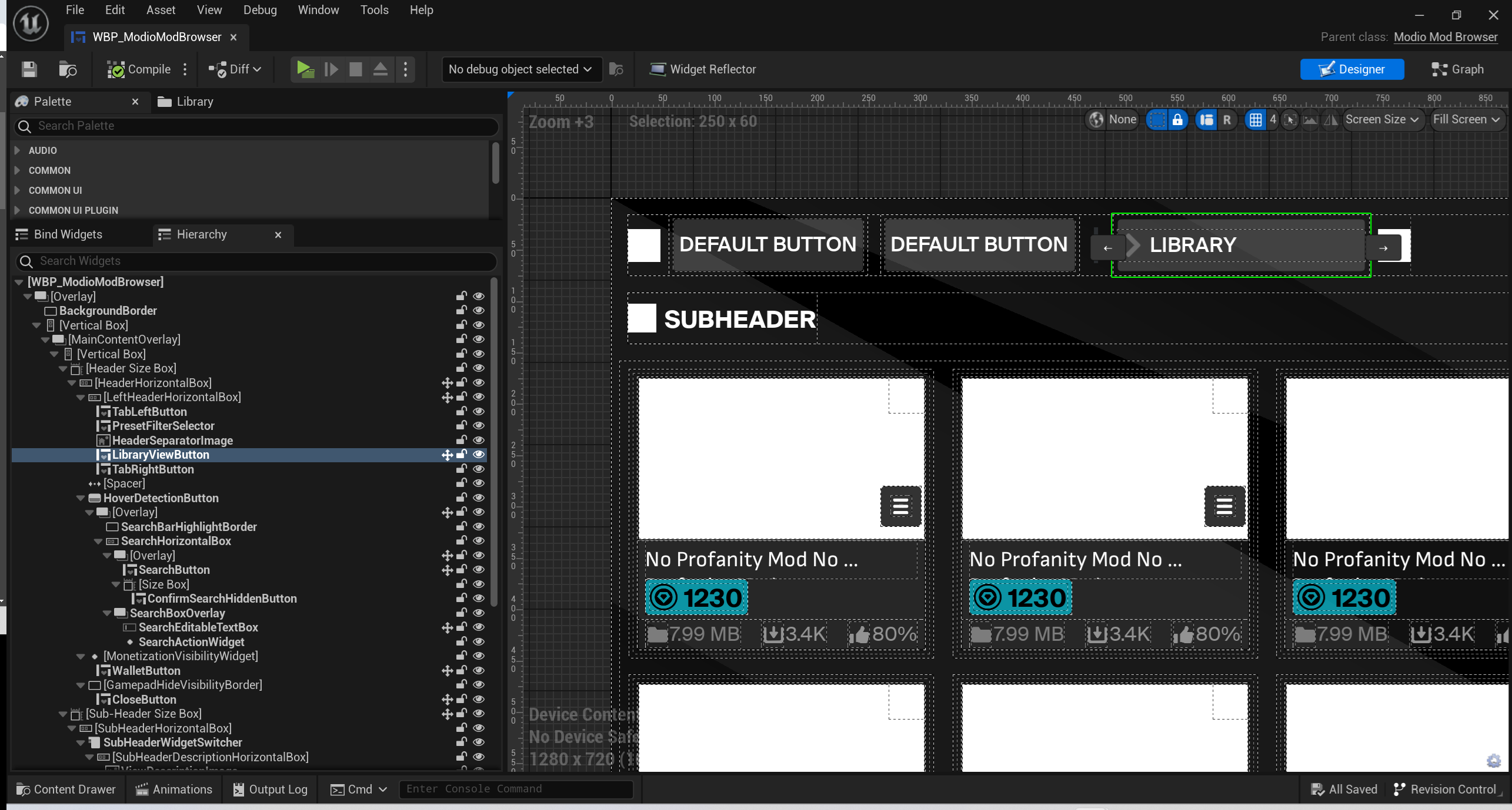LibraryViewButton in editor