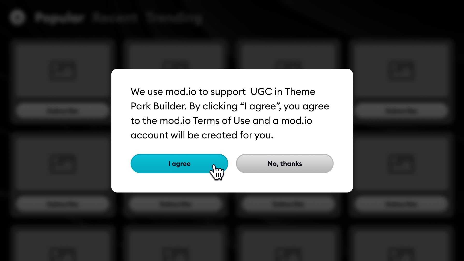 Step 2: User is prompted to agree to terms