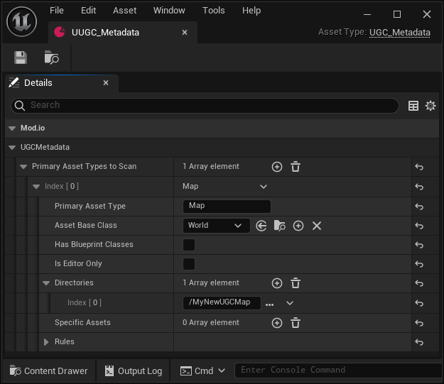 UGC Metadata data asset