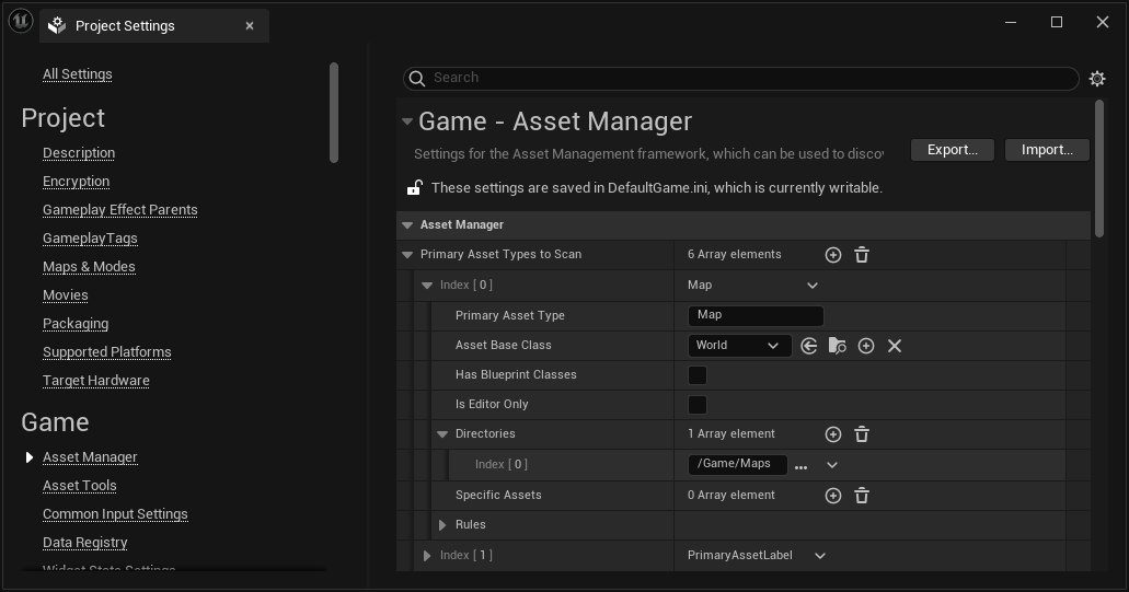 Asset Manager primary asset types